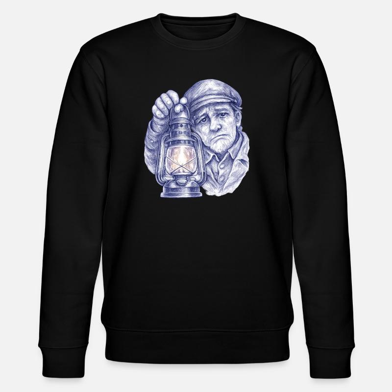 Senior man with lantern - Stanley/Stella CHANGER Unisex Organic Sweatshirt - black