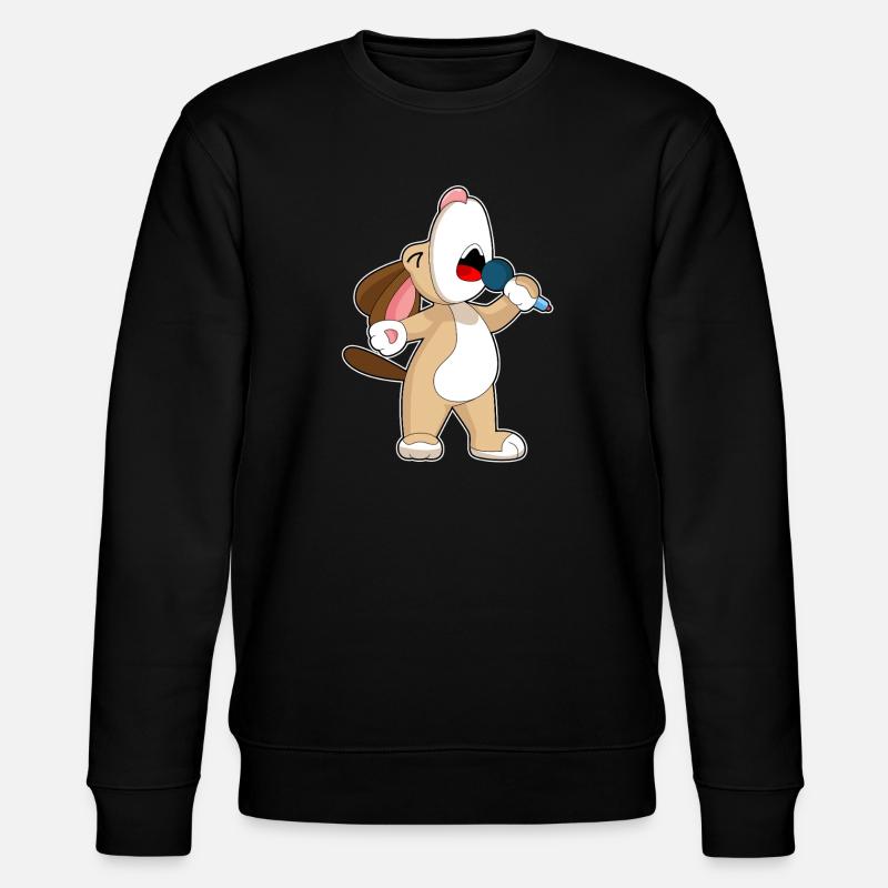 Dog Singer Microphone Singing - Stanley/Stella CHANGER Unisex Organic Sweatshirt - black