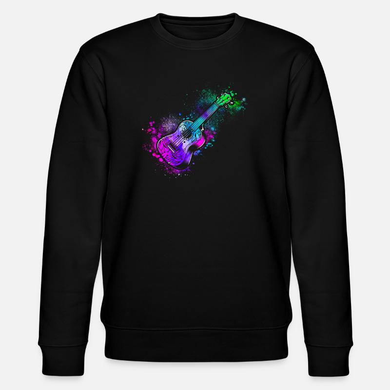 Aquarelle ukulélé hawaïen - Sweat bio CHANGER Stanley/Stella Unisexe - noir