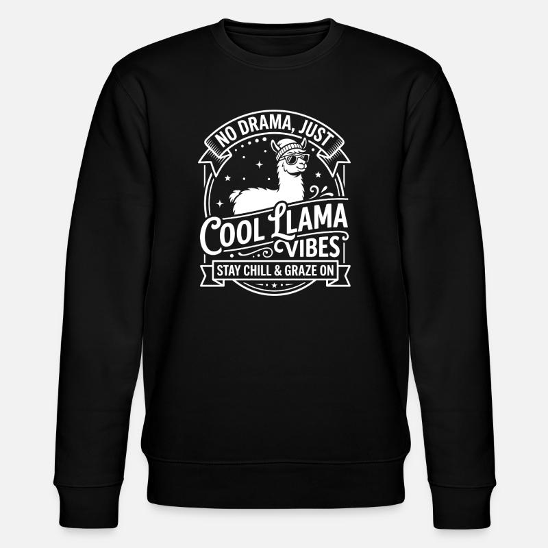 Cool Lama Vibes - No Drama - Stanley/Stella CHANGER Unisex Organic Sweatshirt - black