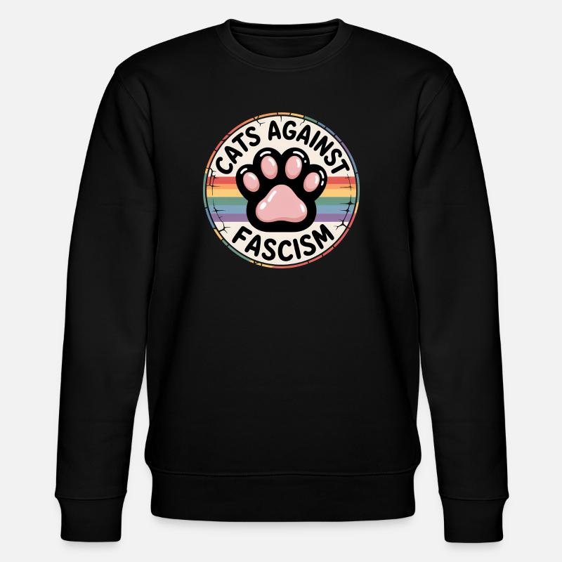 Cats against Racism- Antifascist Merch - Stanley/Stella CHANGER Unisex Organic Sweatshirt - black