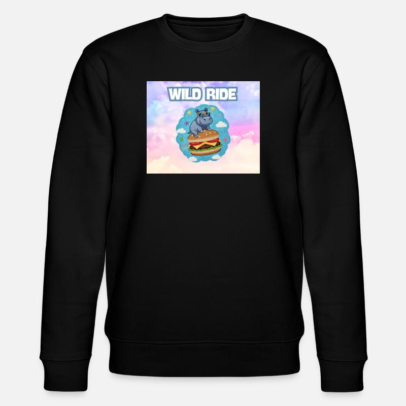 Wild Ride Hippo Burger Patch - Stanley/Stella CHANGER Unisex Organic Sweatshirt - black