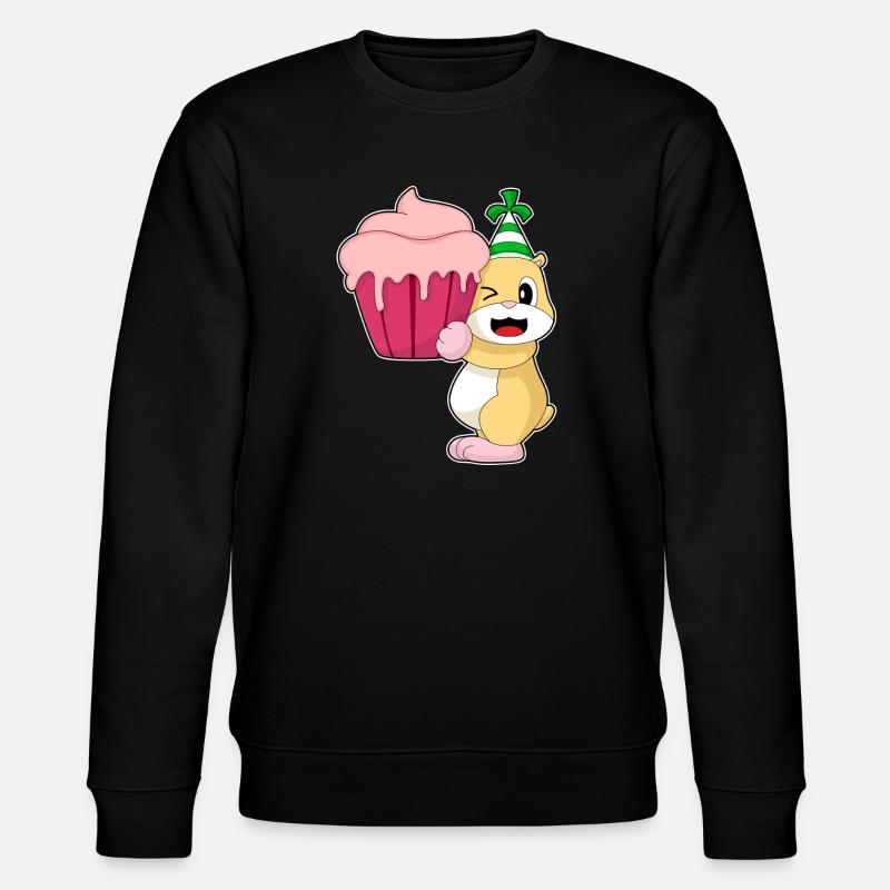 Hamster Birthday Cupcake - Stanley/Stella CHANGER Unisex Organic Sweatshirt - black