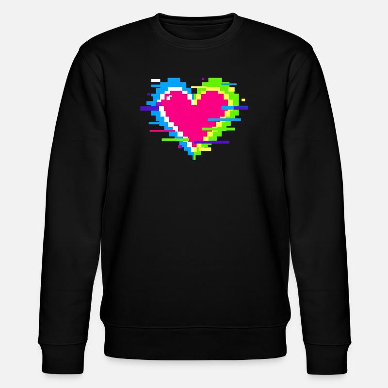 Cœur Pixel Néon Arc-en-ciel - Sweat bio CHANGER Stanley/Stella Unisexe - noir