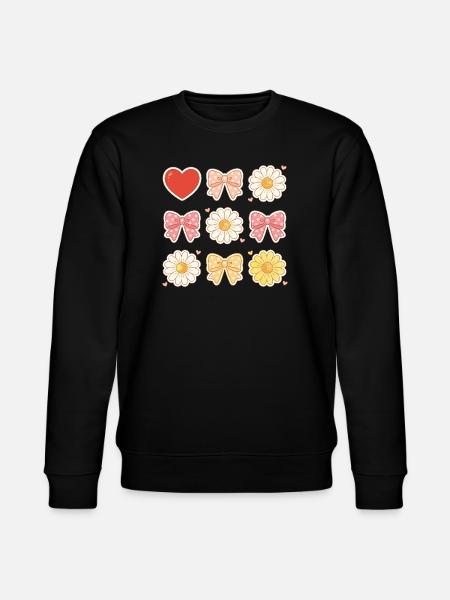 Pastel Daisy Bows Heart Pattern - Stanley/Stella CHANGER Unisex Organic Sweatshirt - black