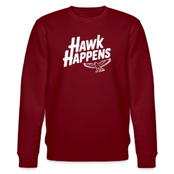 Hawk Happens - Stanley/Stella CHANGER Unisex Organic Sweatshirt - burgundy - Front - Nik (191cm) & Marisol (170cm)