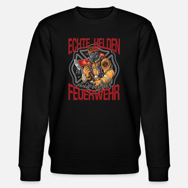 Feuerwehr Feuerwehrmann echte Helden - Stanley/Stella Unisex Bio-Sweatshirt CHANGER  - Schwarz