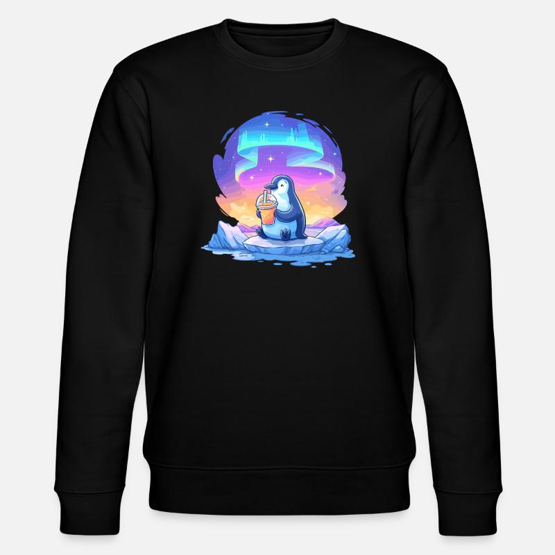 Pingouin Aurore avec Drink - Sweat bio CHANGER Stanley/Stella Unisexe - noir