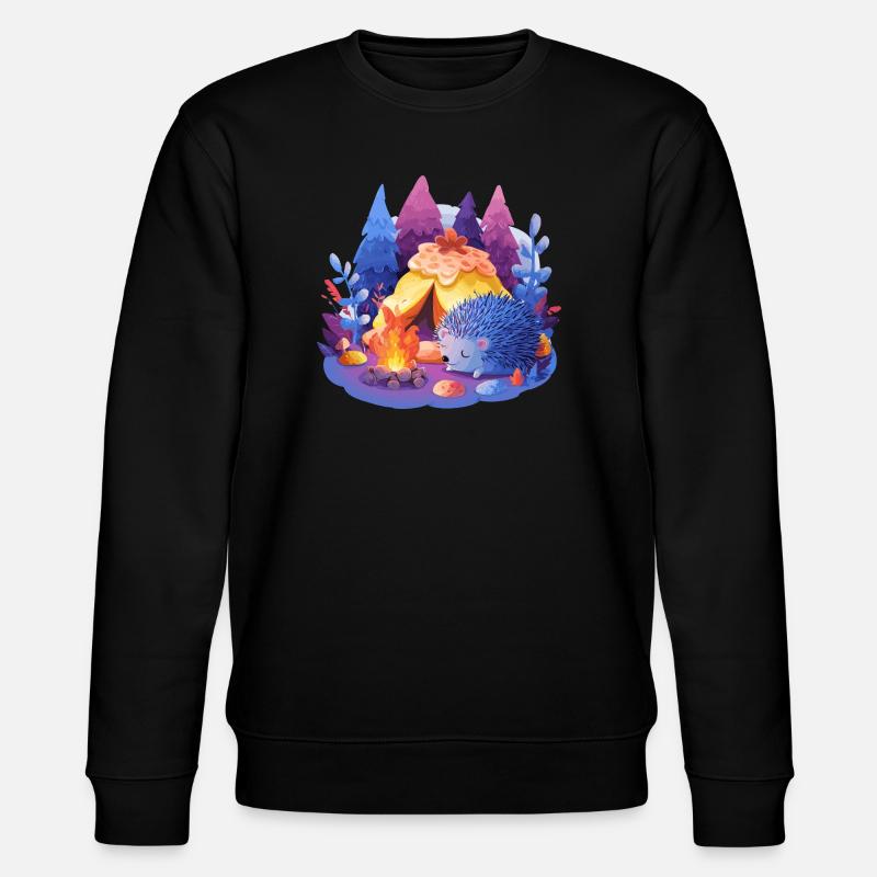 Sleeping hedgehog at the campfire - Stanley/Stella CHANGER Unisex Organic Sweatshirt - black