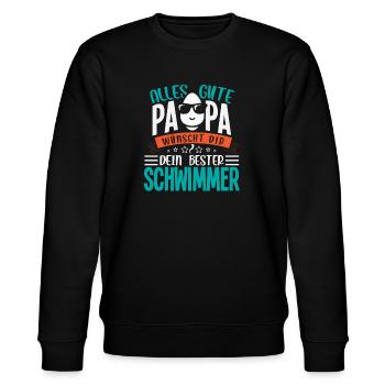 Alles Gute Papa wünscht dir dein bester Schwimmer - Stanley/Stella Unisex Bio-Sweatshirt CHANGER  - Schwarz - Vorne - Nik (191cm) & Marisol (170cm)