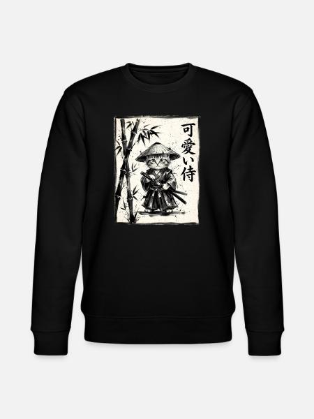 Samurai Cat Sumi-e Ink Drawing - Stanley/Stella CHANGER Unisex Organic Sweatshirt - black