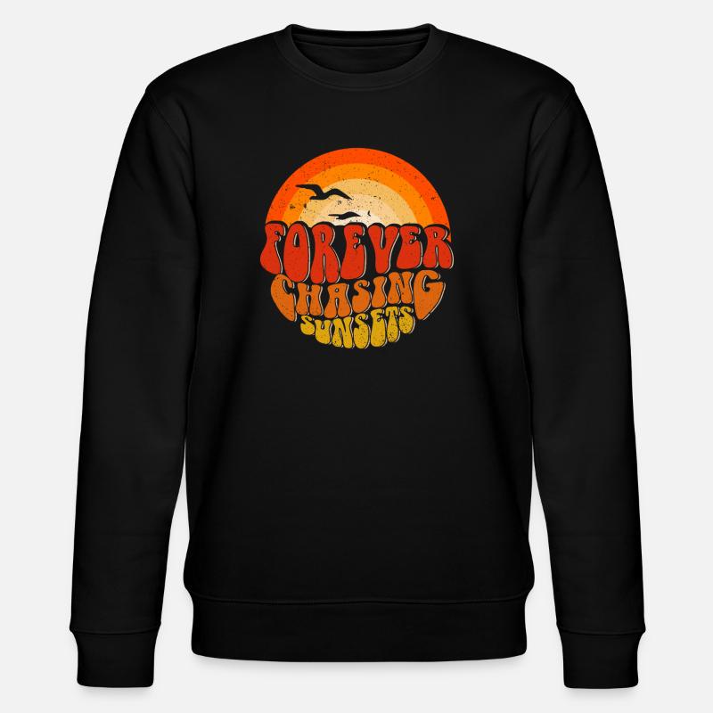 Forever Chasing Sunsets Retro Emblem - Stanley/Stella CHANGER Unisex Organic Sweatshirt - black