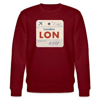 London LON Vintage Airline Tag - Stanley/Stella Unisex Bio-Sweatshirt CHANGER  - Burgunderrot - Vorne - Nik (191cm) & Marisol (170cm)