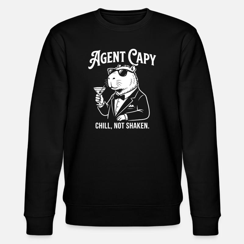 Agent Capybara - Cool Guinea Pig Spy - Stanley/Stella CHANGER Unisex Organic Sweatshirt - black