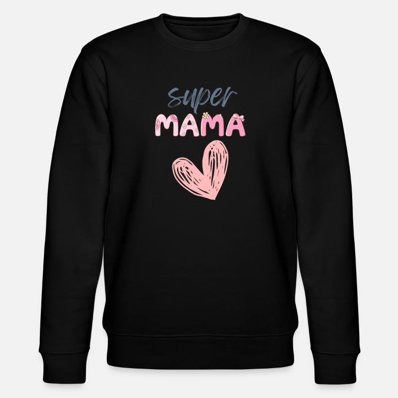 Super Mama - Herz Design - Stanley/Stella Unisex Bio-Sweatshirt CHANGER  - Schwarz