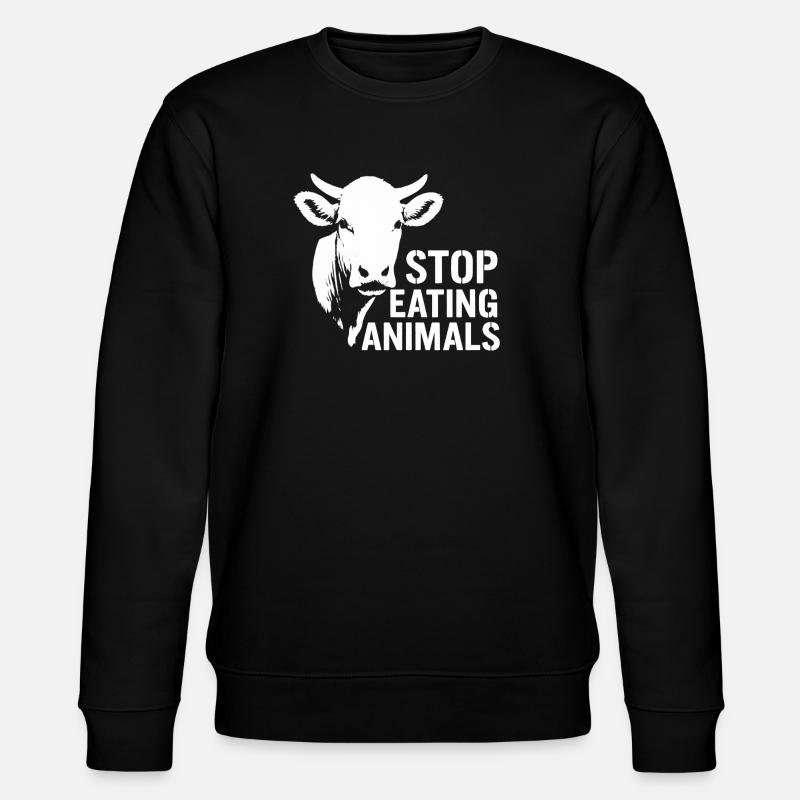 Kuh-Silhouette Stop Eating Animals - Stanley/Stella Unisex Bio-Sweatshirt CHANGER  - Schwarz