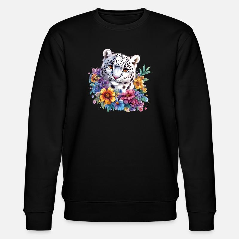 Leopard Blumenzauber - Stanley/Stella Unisex Bio-Sweatshirt CHANGER  - Schwarz