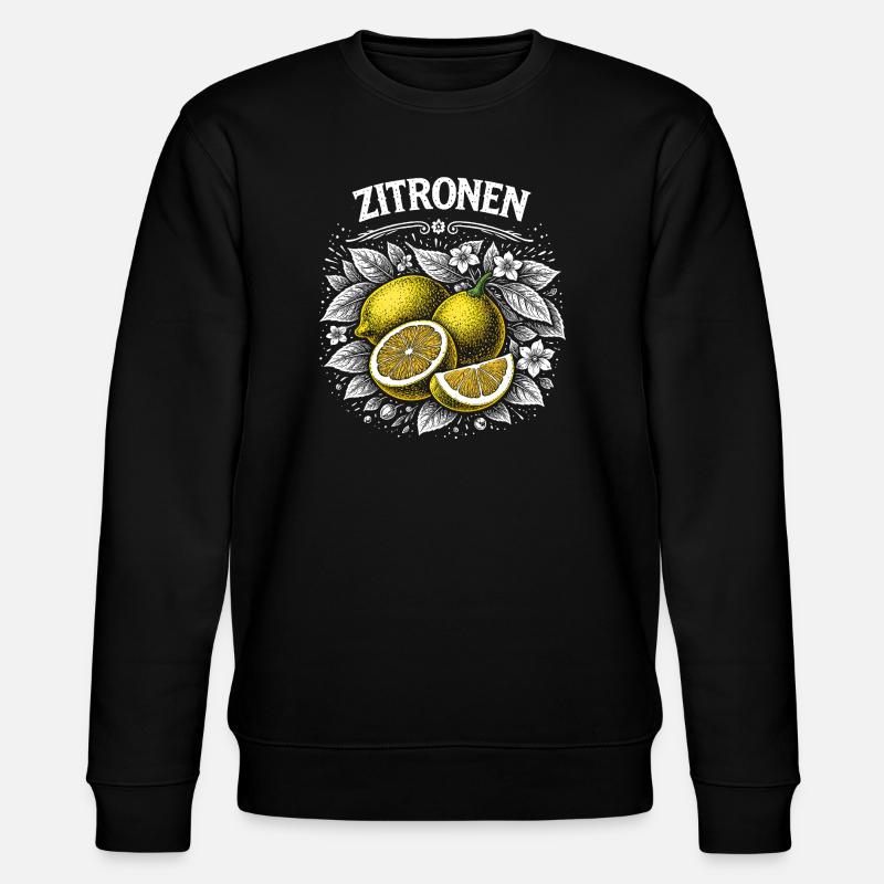 Lemon Power – Retro Fruit Illustration - Stanley/Stella CHANGER Unisex Organic Sweatshirt - black