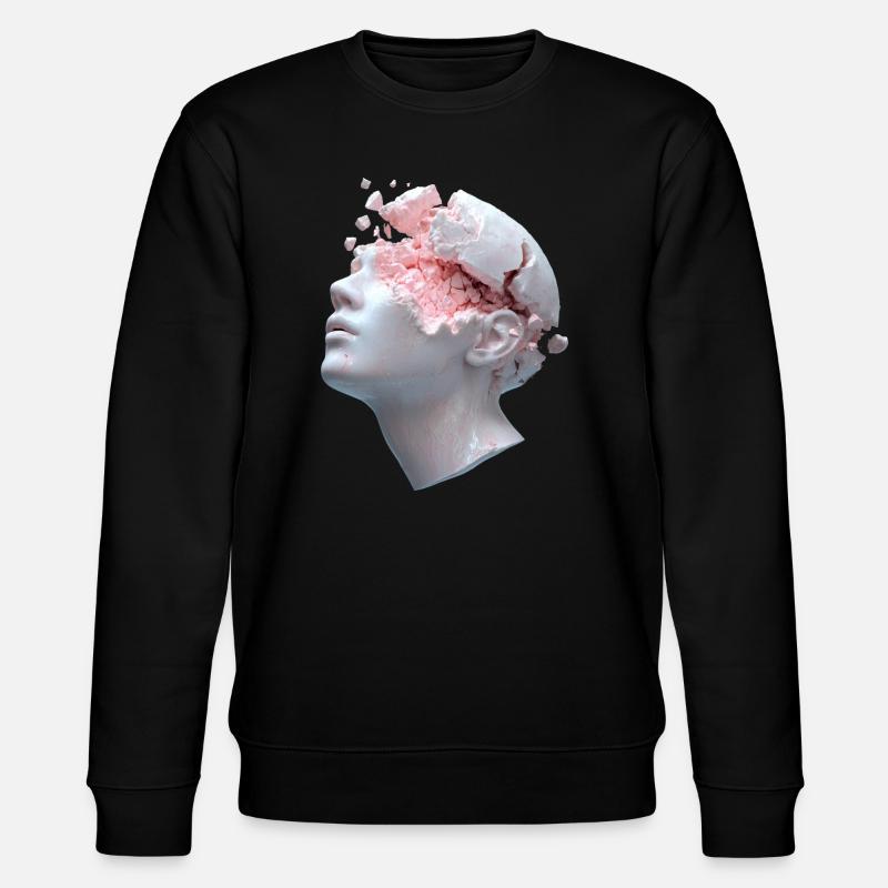 Zerfallender Kopf, innere Gedanken als Trümmer - Stanley/Stella Unisex Bio-Sweatshirt CHANGER  - Schwarz