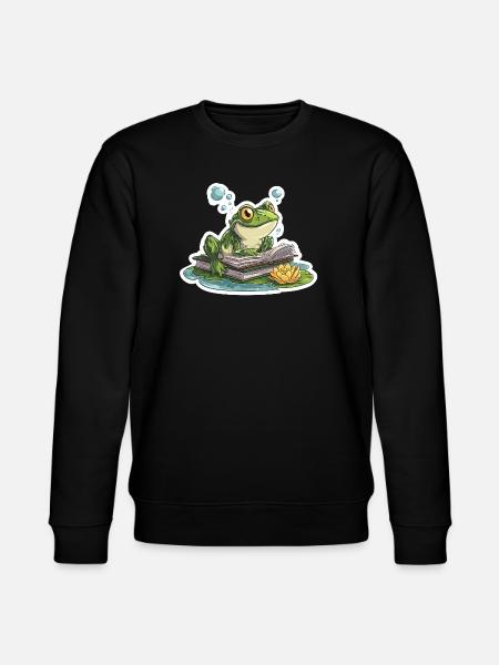 Frosch-Lese-Teich-Bibliothekar-Humor-Lesung - Stanley/Stella Unisex Bio-Sweatshirt CHANGER  - Schwarz