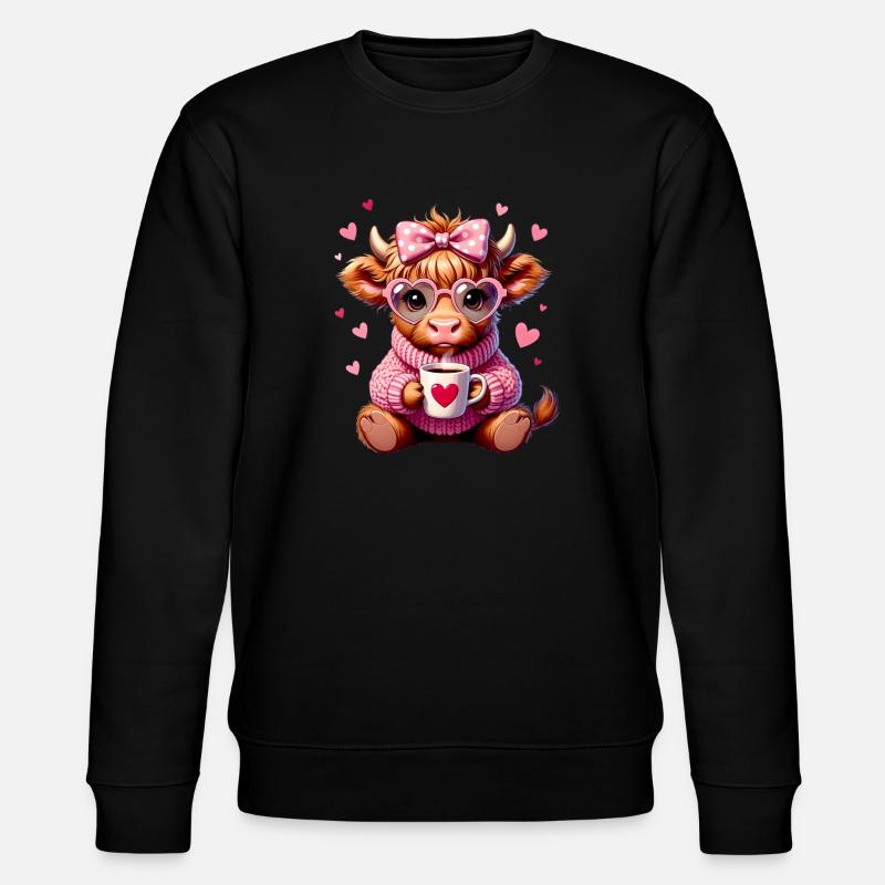 Süßes Liebes Kaffee Kälbchen Mit Herz - Stanley/Stella Unisex Bio-Sweatshirt CHANGER  - Schwarz