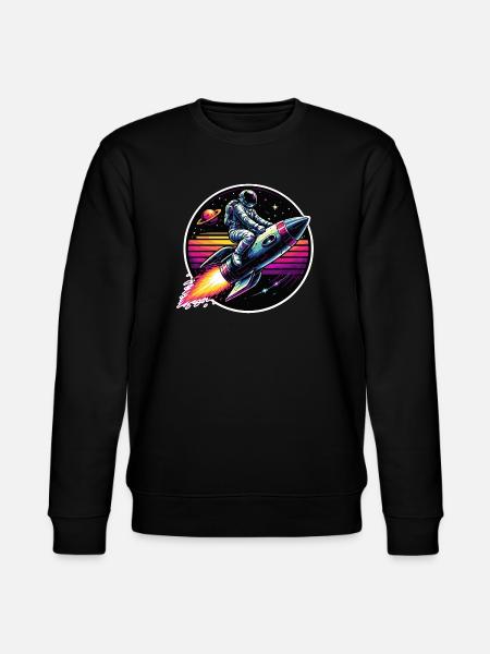 Astronaut on rocket in retro sunset - Stanley/Stella CHANGER Unisex Organic Sweatshirt - black