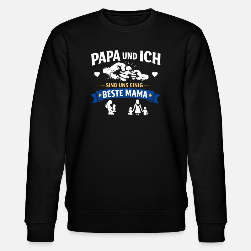 Papa Ich Beste Mama - Stanley/Stella Unisex Bio-Sweatshirt CHANGER  - Schwarz