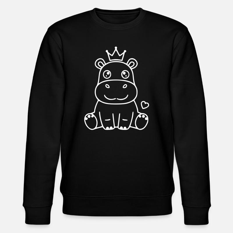 Nilpferd mit Krone Prinz Prinzessin - Stanley/Stella Unisex Bio-Sweatshirt CHANGER  - Schwarz
