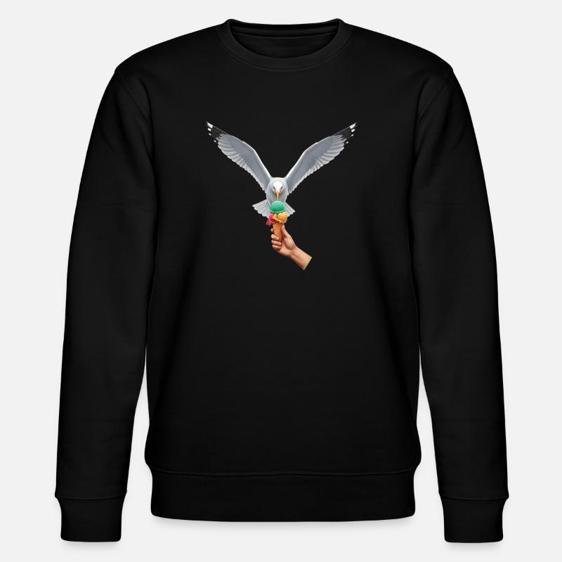 Lustige Möwe Stiehlt Eiscreme - Stanley/Stella CHANGER Unisex Organic Sweatshirt - black
