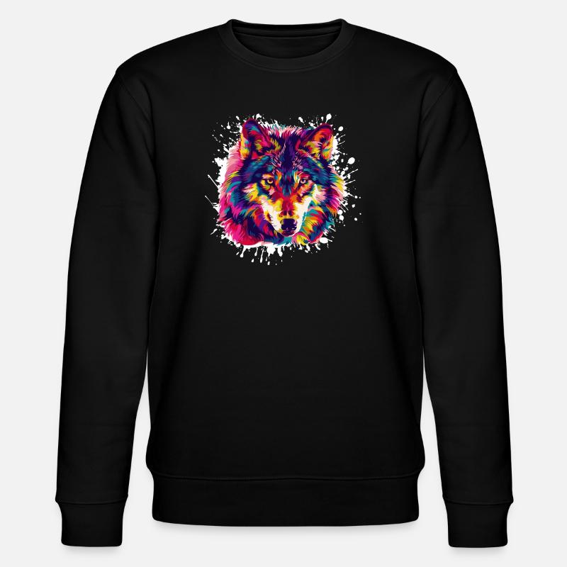 Wolf Tier Animal - Stanley/Stella Unisex Bio-Sweatshirt CHANGER - Schwarz
