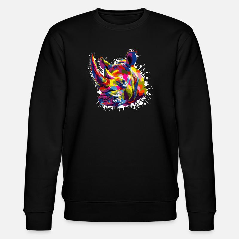 Nashorn Pop Art Tier - Stanley/Stella Unisex Bio-Sweatshirt CHANGER  - Schwarz