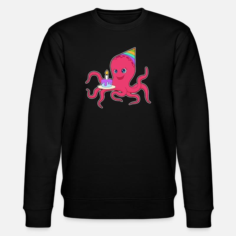 Octopus Birthday Cake - Stanley/Stella CHANGER Unisex Organic Sweatshirt - black