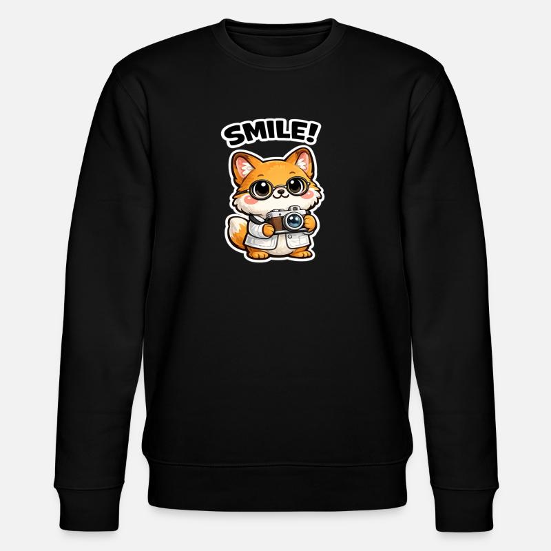 Cuddly fox snaps photo art - Stanley/Stella CHANGER Unisex Organic Sweatshirt - black