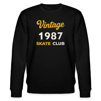Vintage 1987 Skate Club Retro Geburtsjahr Geschenk - Stanley/Stella Unisex Bio-Sweatshirt CHANGER  - Schwarz - Vorne - Nik (191cm) & Marisol (170cm)