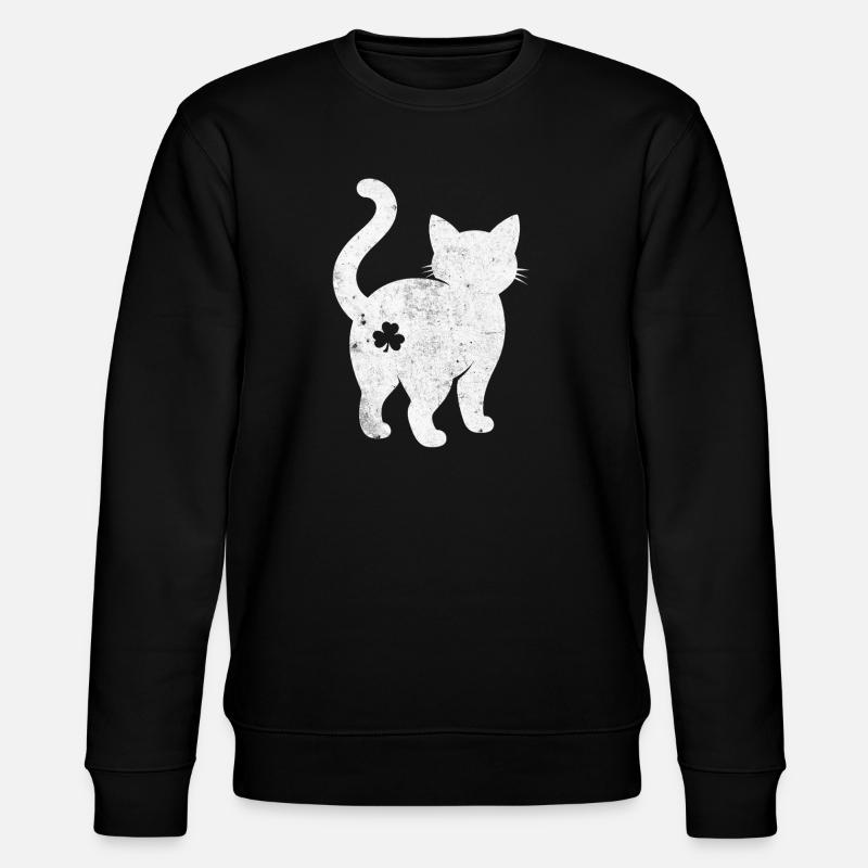 Silhouette de chat avec trèfle - Sweat bio CHANGER Stanley/Stella Unisexe - noir