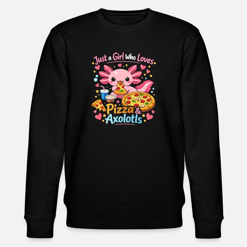 Pizza Axolotl Liebe Motiv - Stanley/Stella Unisex Bio-Sweatshirt CHANGER  - Schwarz