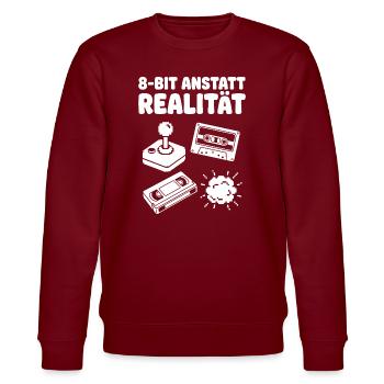 8-Bit Reality Retro Arcade - Stanley/Stella CHANGER Unisex Organic Sweatshirt - burgundy - Front - Nik (191cm) & Marisol (170cm)