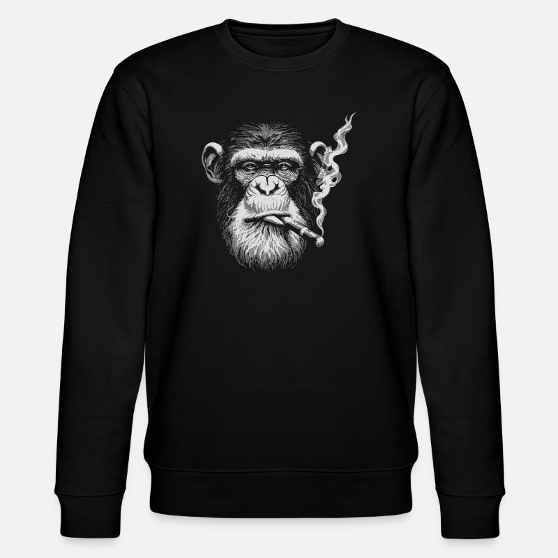 Schimpansen-Raucher-Porträt - Stanley/Stella Unisex Bio-Sweatshirt CHANGER  - Schwarz
