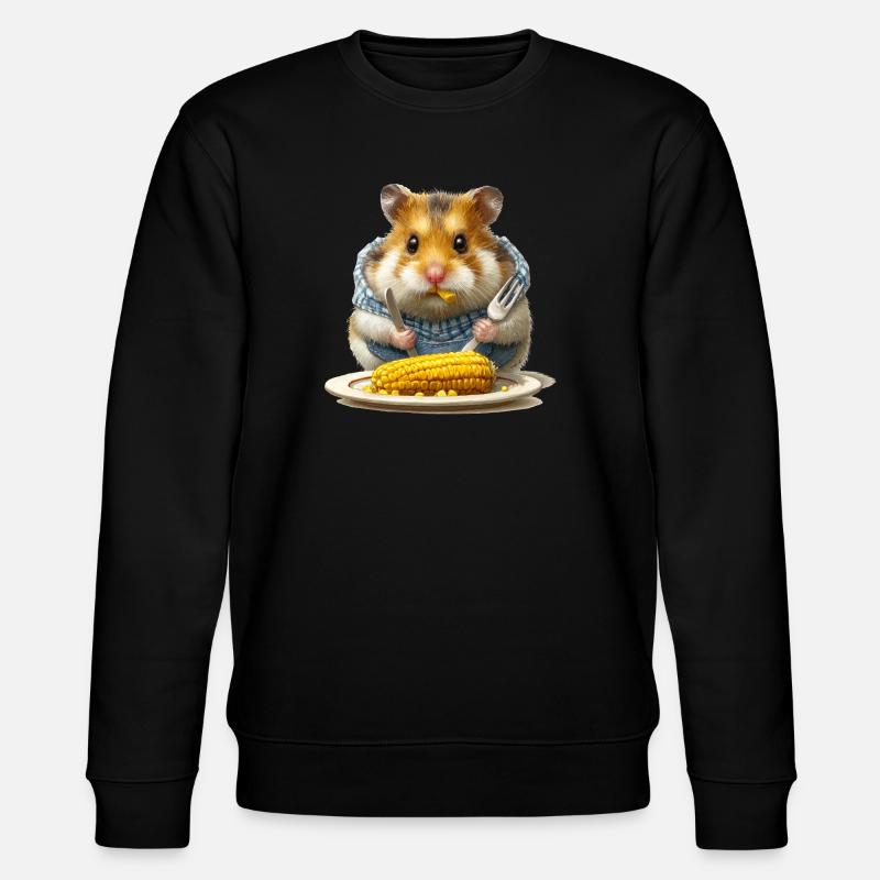 Küchenhamster beim Maisfest - Stanley/Stella Unisex Bio-Sweatshirt CHANGER  - Schwarz