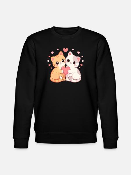 Zwillingskätzchen-Herzumarmung - Stanley/Stella Unisex Bio-Sweatshirt CHANGER - Schwarz