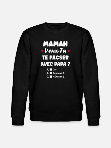 Mor, vil du indgå i et registreret partnerskab med far? - Stanley/Stella økologisk unisex-sweatshirt CHANGER  - sort