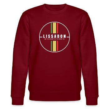 Lissabon Koordinaten - Stanley/Stella Unisex Bio-Sweatshirt CHANGER  - Burgunderrot - Vorne - Nik (191cm) & Marisol (170cm)