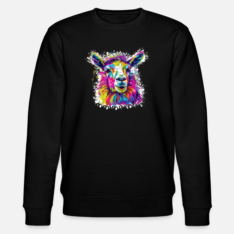 Lama Neon Pop Art - Stanley/Stella Unisex Bio-Sweatshirt CHANGER  - Schwarz