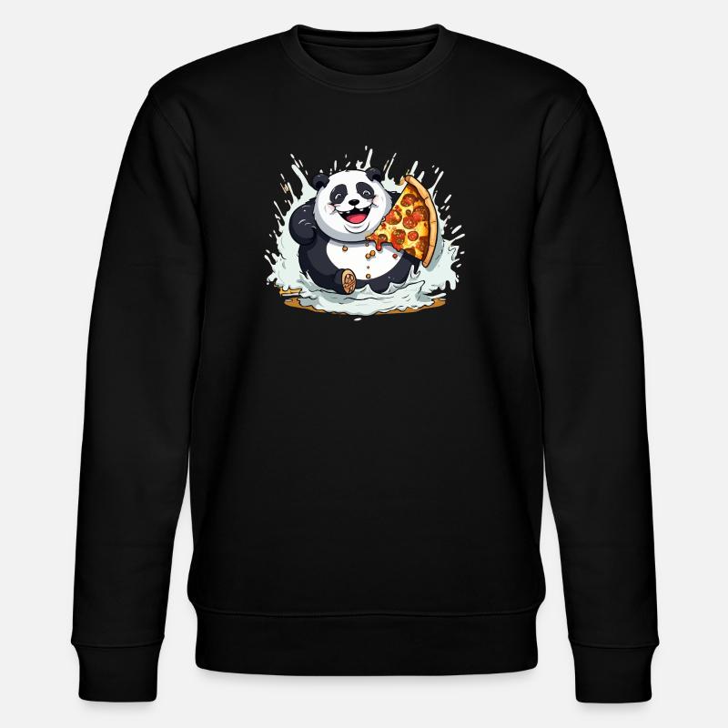 Panda Pizza Splash Cartoon - Stanley/Stella Unisex Bio-Sweatshirt CHANGER  - Schwarz