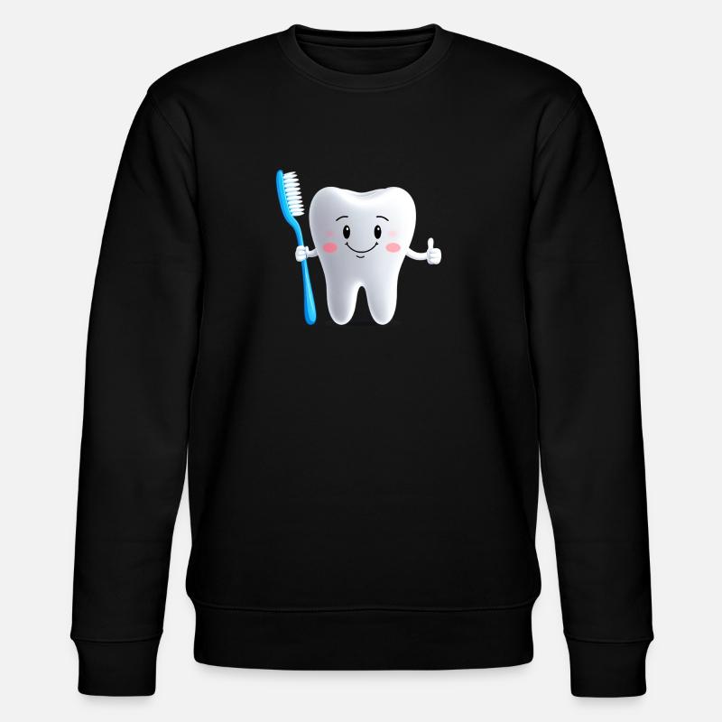 Smiling tooth with toothbrush - Stanley/Stella CHANGER Unisex Organic Sweatshirt - black