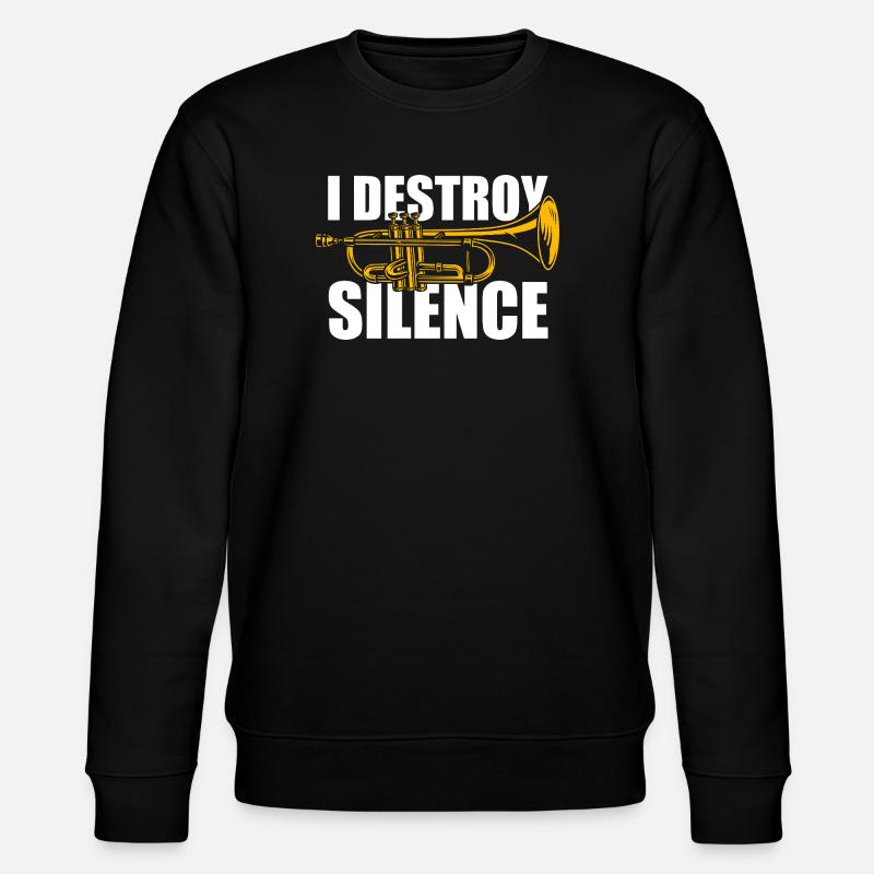 I destroy silence trumpet player - Stanley/Stella CHANGER Unisex Organic Sweatshirt - black