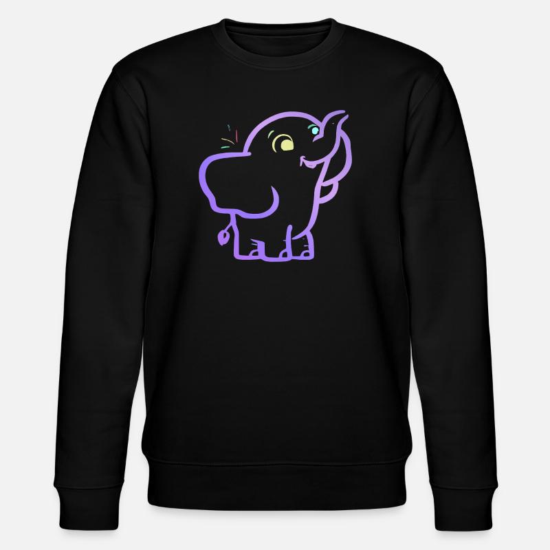 Éléphant outline violet joyeux - Sweat bio CHANGER Stanley/Stella Unisexe - noir