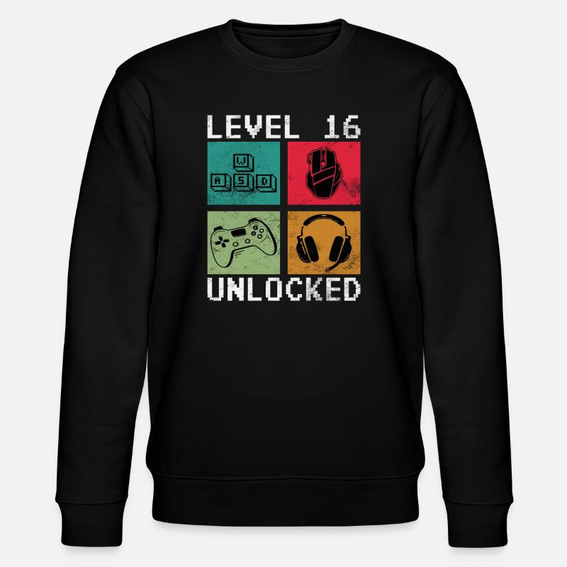 Level 16 freigeschaltet - Stanley/Stella Unisex Bio-Sweatshirt CHANGER  - Schwarz
