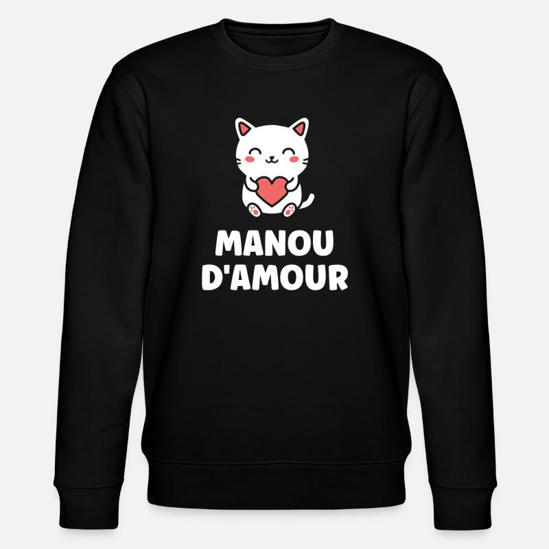 Manu d'Amour: Chat Coeur - Sweat bio CHANGER Stanley/Stella Unisexe - noir