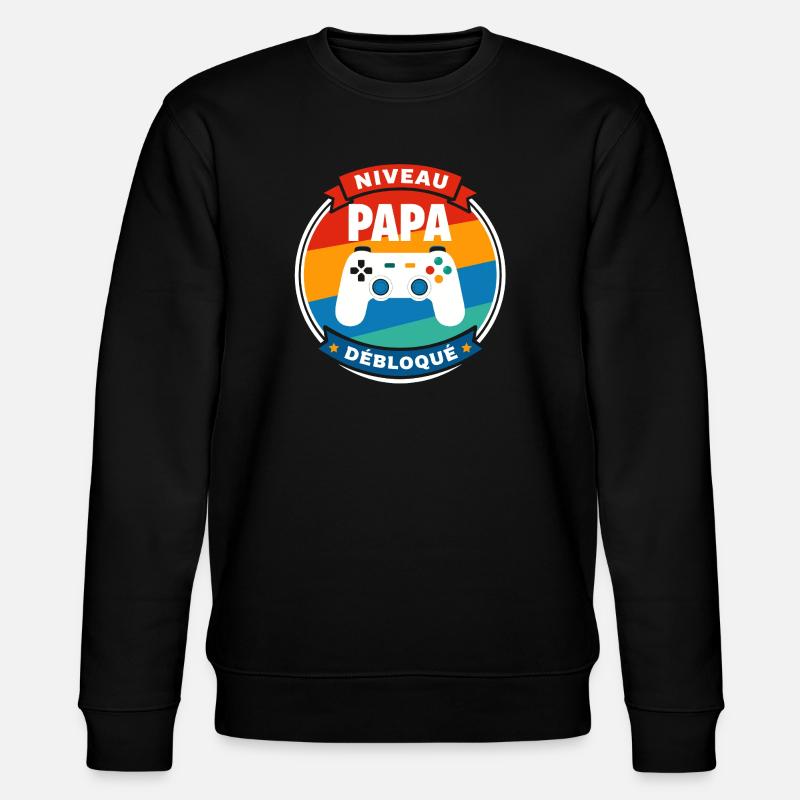 Papa-Level Entsperrtes Abzeichen - Stanley/Stella Unisex Bio-Sweatshirt CHANGER  - Schwarz